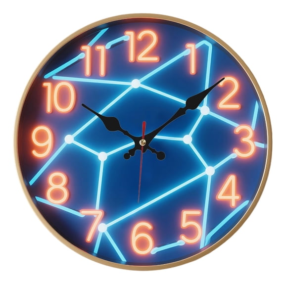 2D Art Navy Blue Fantasy Print Geometric Clock Wall Silent Silent Clock, Living Room Bedroom Kitchen Home Decor, Aesthetic Room Office Outdoor Party Decoration Wall Art, Holiday Gift (No Battery)
