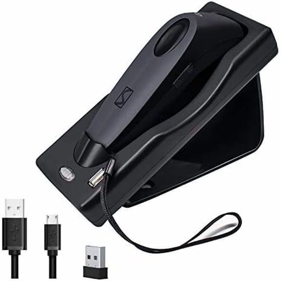2D Bluetooth Barcode Scanner with Charging Base Dual 2.4G Wireless + Bluetooth 1D 2D Barcode Scanner QR PDF417 Data Matrix UPC Rechargeable Bar Code Scanner for Laptops/PC/Android/Apple iOS$$Office