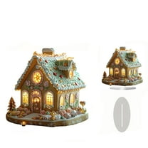 2D British Style Gingerbread House Desktop Ornament, Office Cafe Home Decoration Accessory, Lighted Design With Detailed Craftsmanship For Warm Ambiance