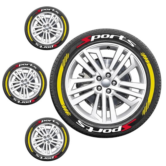 2D Car Tire Waterproof Universal Stickers Wheel Decals Motorcycle Auto Exterior Accessories, Raised Sport Lettering Set for SUV Sedan Truck Motorcycle Rim Decor