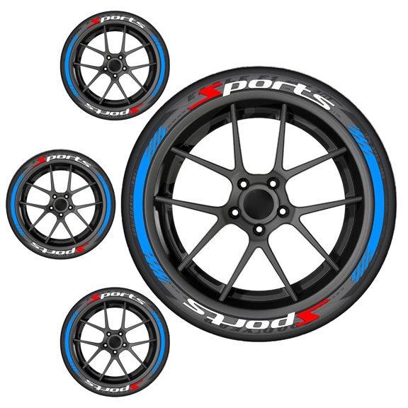 2D Car Tire Waterproof Universal Stickers Wheel Decals Motorcycle Auto Exterior Accessories, Raised Sport Lettering Set for SUV Sedan Truck Motorcycle Rim Decor