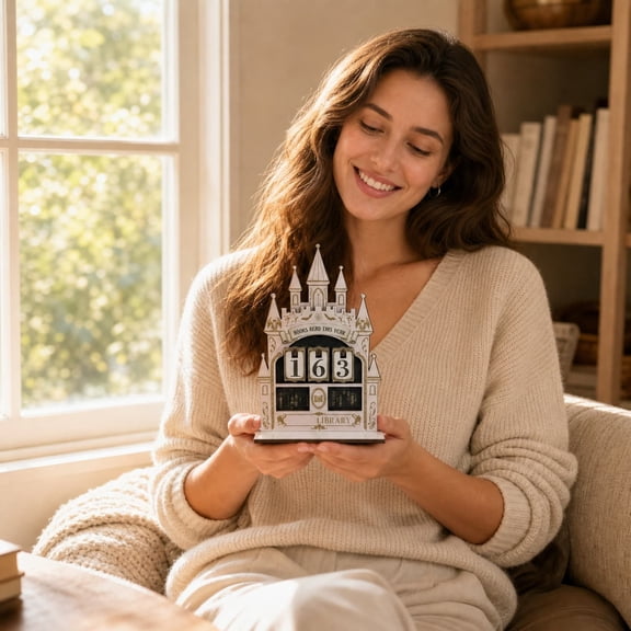 2D Castle Shaped Book Reading Timer Counter, Creative Desktop Book Decoration Ornament, Reading Tracker, Study Room, Desk & Home Table Decor