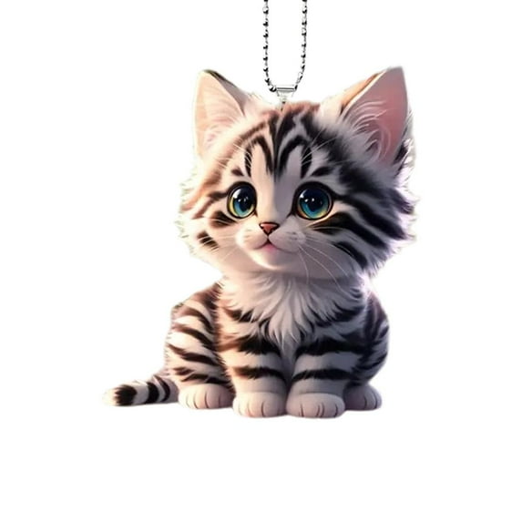 2D Cat Car Charm Car Rear View Mirror Hanging Cat Ornament Pendant NEW F J4L1
