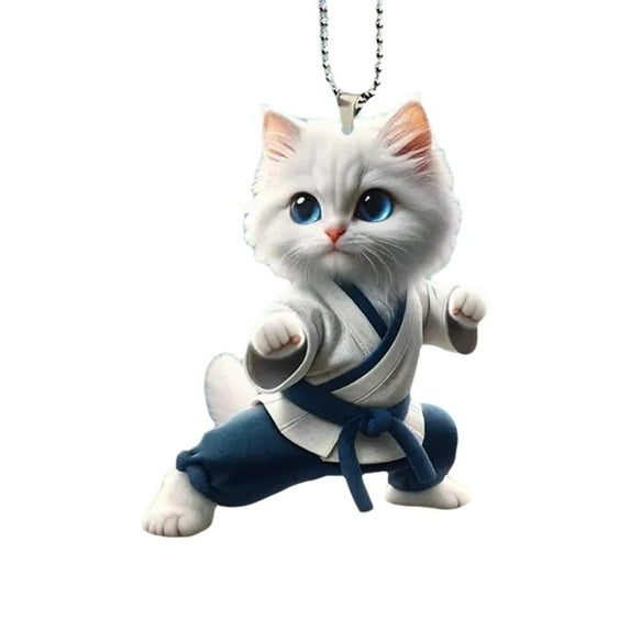 2D Cat Car Charm Car Rear View Mirror Hanging Cat Ornament Pendant NEW F L7D2
