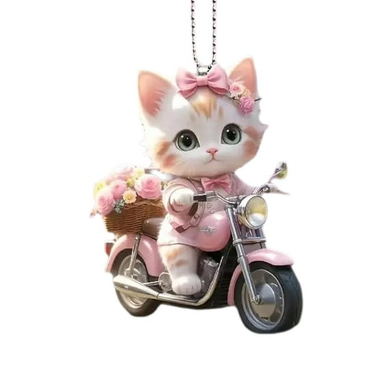 2D Cat Car Charm Car Rear View Mirror Hanging Cat OrnamentCat Pendant Dection G6D6