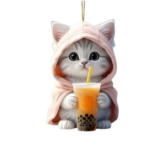 2D Cat Car Charm Rear View Mirror Hanging Pendant Cute and Car Dog P6Q3