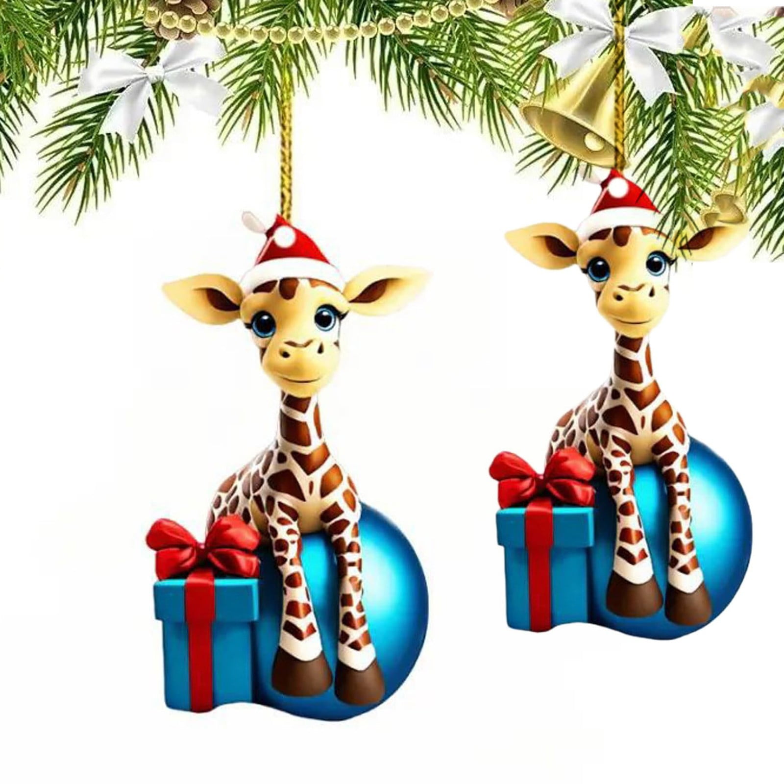 2D Christmas Cartoon Giraffe Christmas Tree Hanging Decorations ...