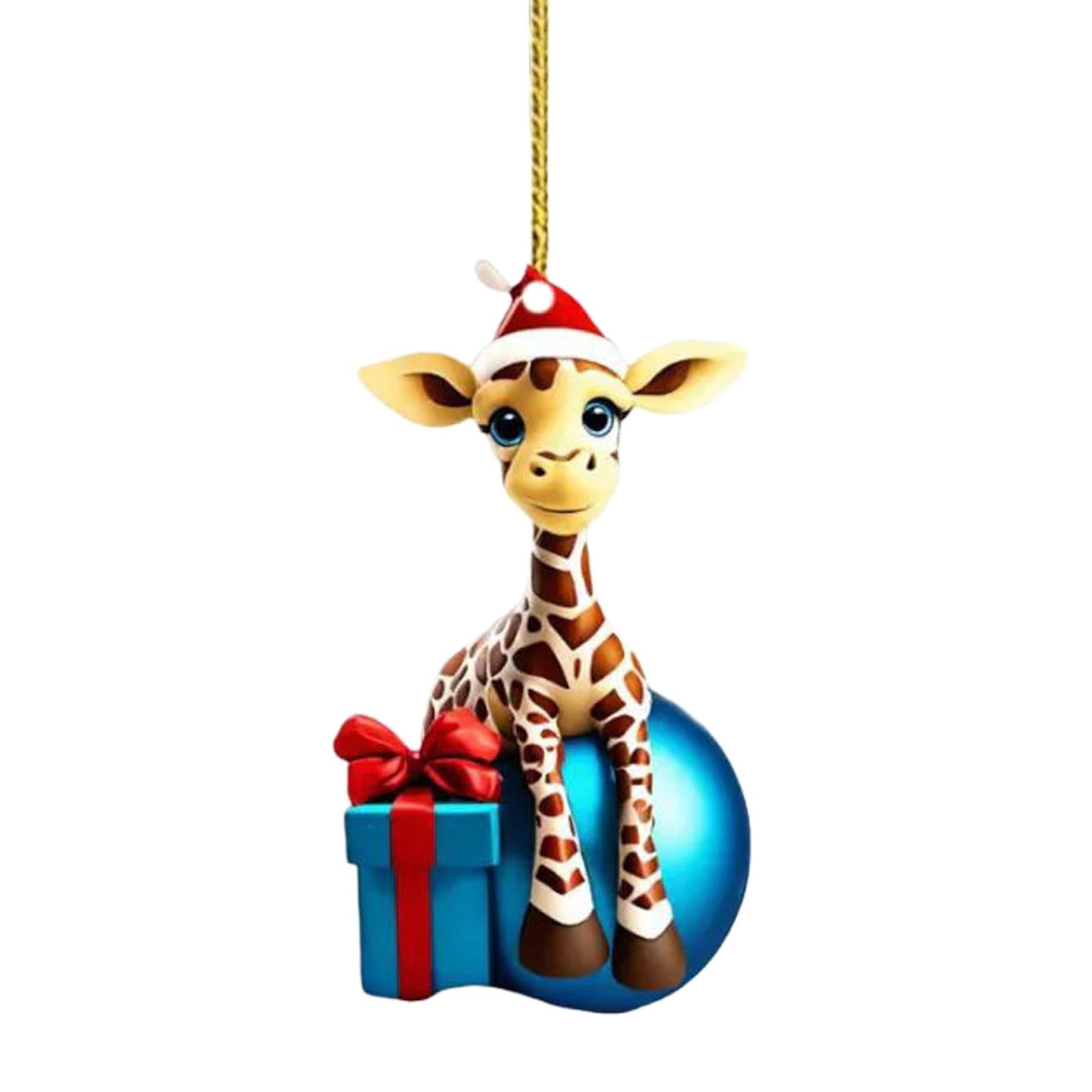 2D Christmas Cartoon Giraffe Christmas Tree Hanging Decorations