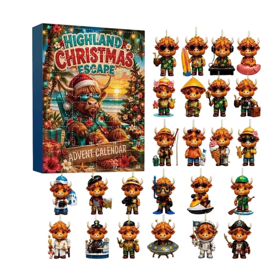 2D Christmas Hanging Decorations Advent Calendar 2026, 24PC Christmas Advent Calendar 24 Days Cute 2D Christmas Hanging Decorations Christmas Gift For Kids Adults Christmas Tree Decor