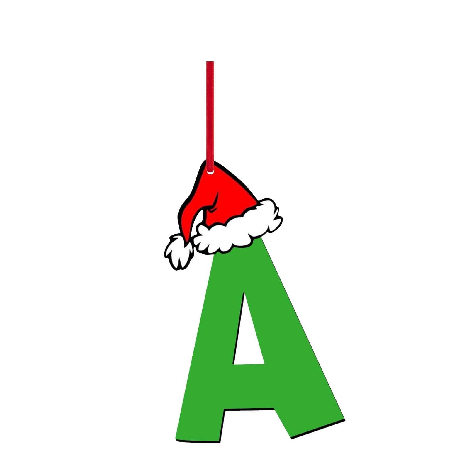 2D Christmas Hat Shape Letter Alphabet Ornament, Festive Tree Hanging ...