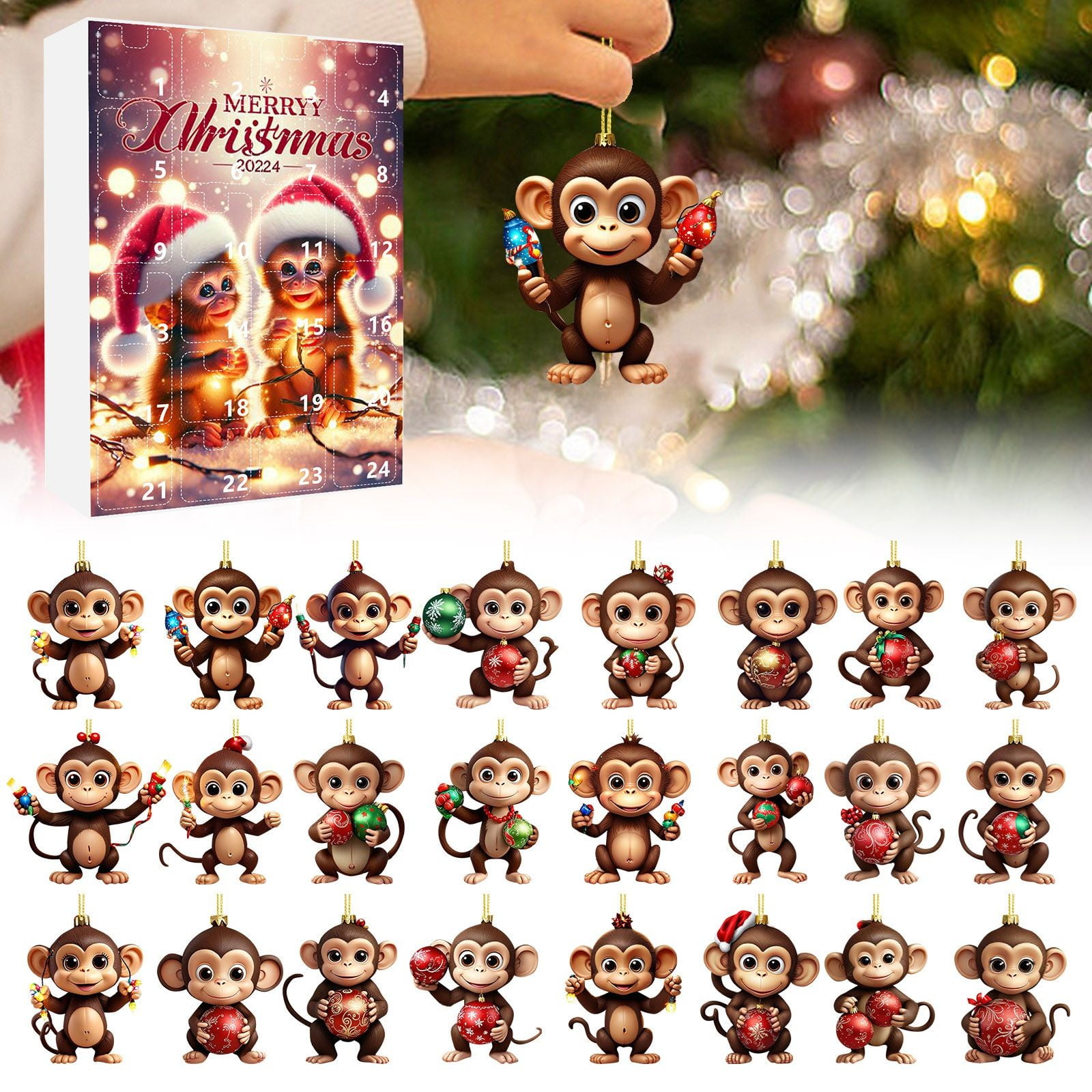 2D Christmas Home Ornaments 2024 Christmas Holiday Advent Calendar Cute