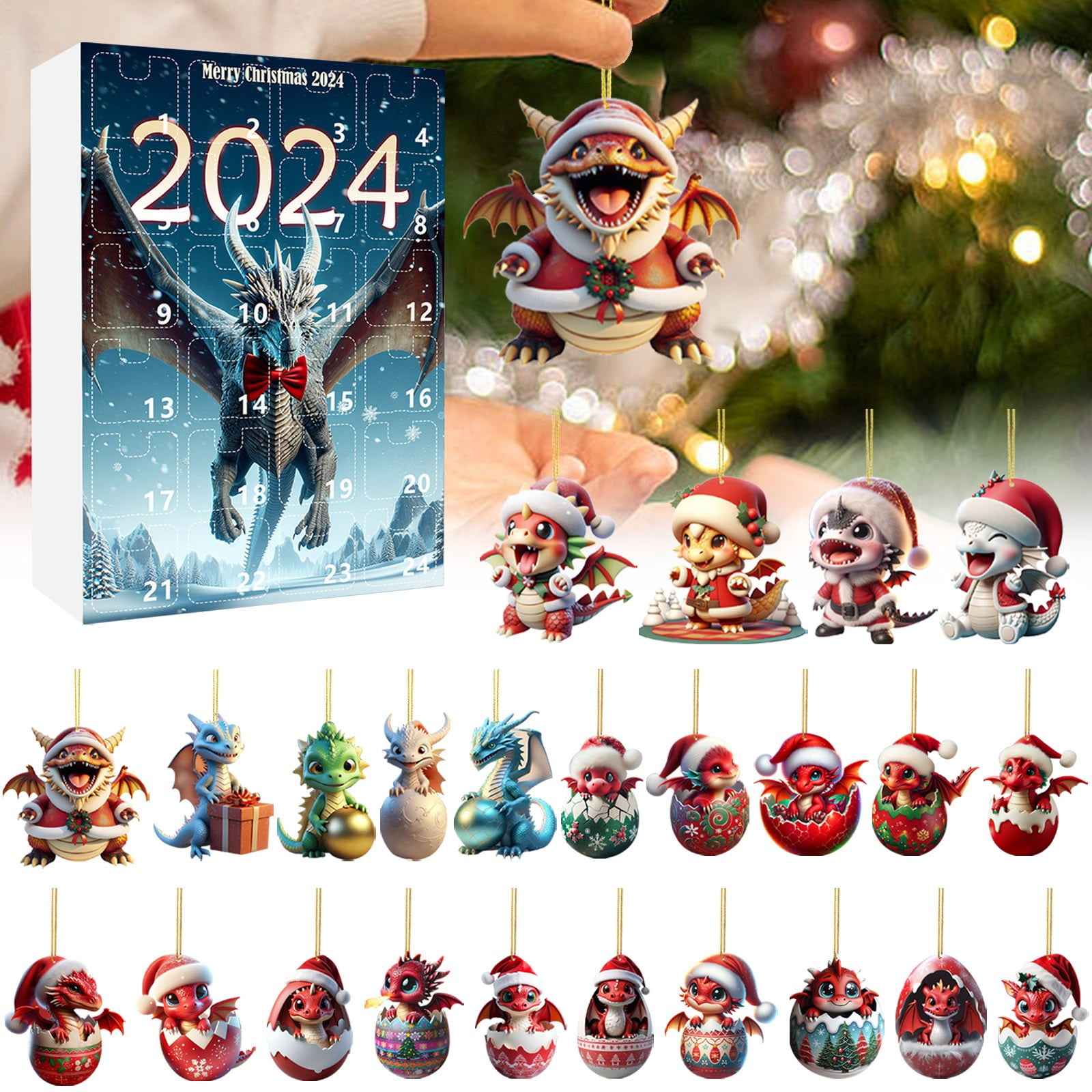 2D Christmas Home Ornaments 2024 Christmas Holiday Advent Calendar