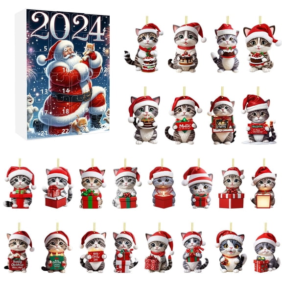 2D Christmas Home Wearing Santa Hat Ornaments 2024 Christmas Holiday 2D Ornaments Christmas Tree Set Ornaments (24 Pcs) Advent Calendar Building Blcoks Soccer Advent Calendar 2024 Basketball Advent