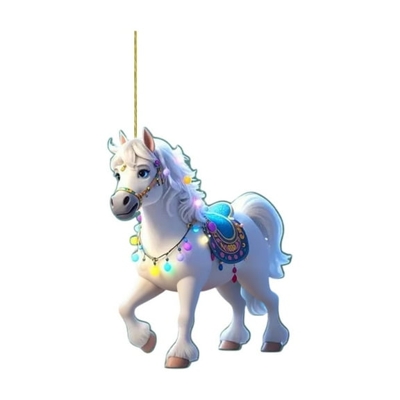 2D Christmas Horse Acrylic Hanging Ornament Holiday Tree Decoration Car Home Decor, Colorful Festive Ornament for Christmas Tree and Seasonal Displays, Christmas Gift Ornament for Holiday Celebration
