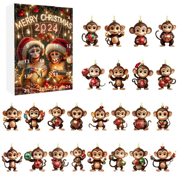 2D Christmas Ornaments 2025 Christmas Holiday Advent Calendar Christmas Tree 2D Ornaments Christmas Christmas Tree Set Ornaments (24pcs)