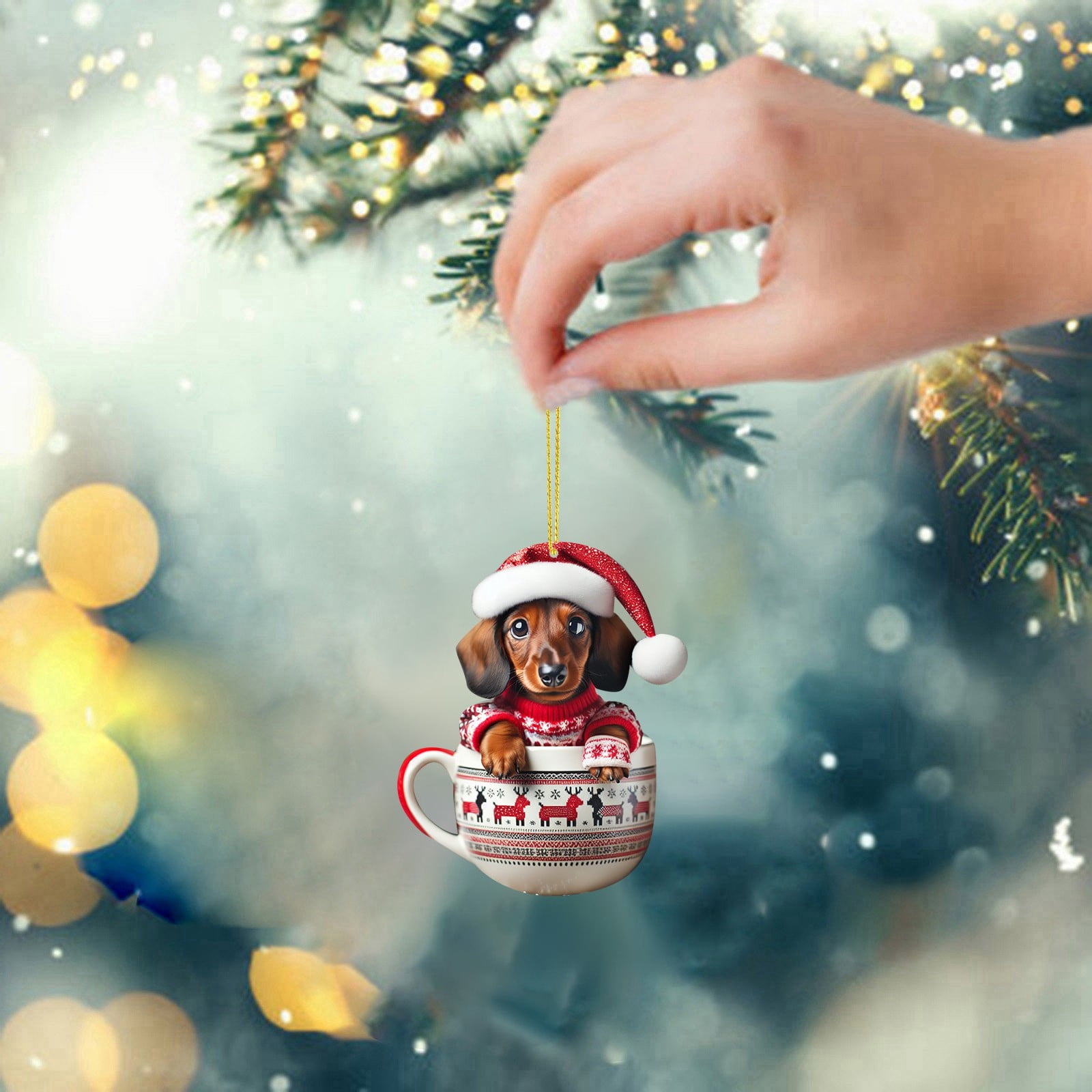 2D Christmas Pendant Decoration Christmas Tree Double Printed Acrylic