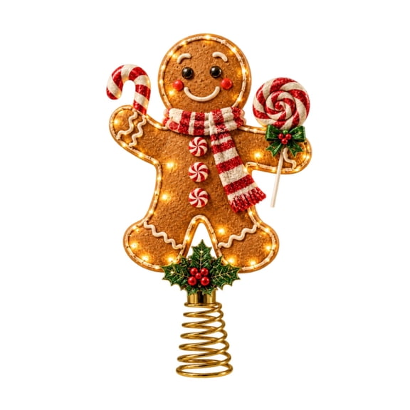 2D Christmas Tree Topper Gingerbread Man Design Flat Acrylic Star Xmas Tree Top Decoration
