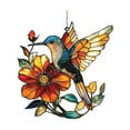 thumbnail image 1 of 2D Color Light Catcher Acrylic Window Decoration Featuring Ly Hummingbird Design With Floral And Bell Accents, Cleverly Captures Light To Create Dreamy Indoor Light And Shadow, 1 of 3