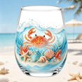 thumbnail image 1 of 2D Crab Stemless Wine Glasses, Handcrafted Marine Animal Bar Glass for Coastal Home Decor Ocean Lovers, 1 of 6