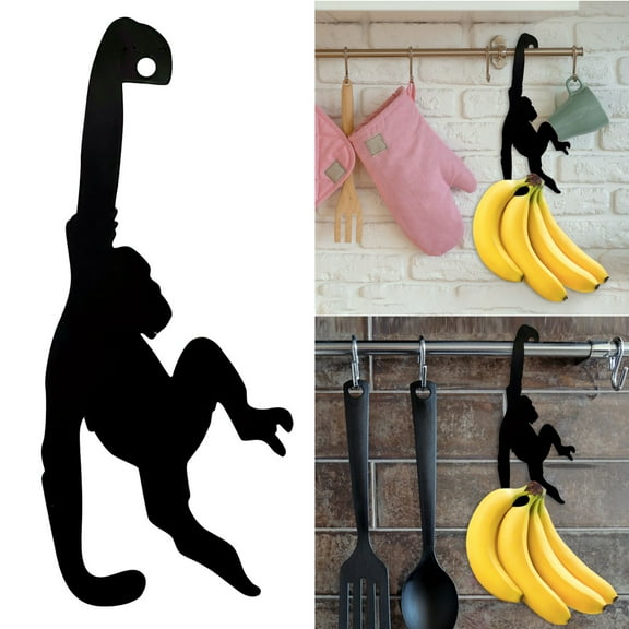 2D Creative Gorilla Monkey Metal Hanger - Fruit Storage Hook With Unique Animal Design - For Home Decor Kitchen Organization Office Space