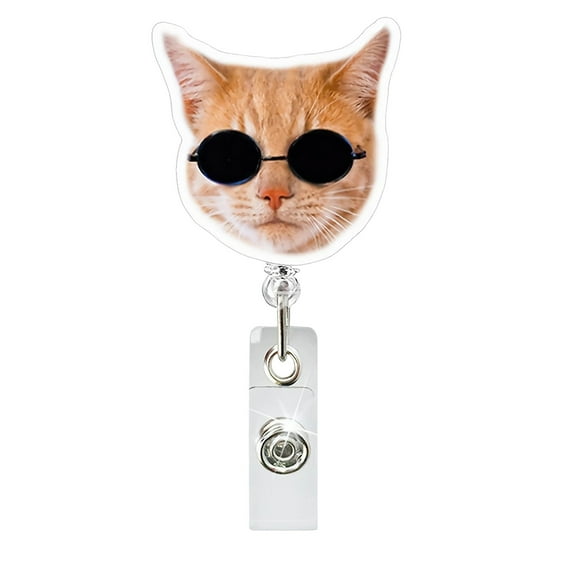 2D Cute Cat Nurse Badge Reel Retractable Colorful Name Tag Acrylic Alligator Clip Spring ID Badge Holder for Nurse Work Teacher Cop Office Doctor Staff Cute Badge Clip