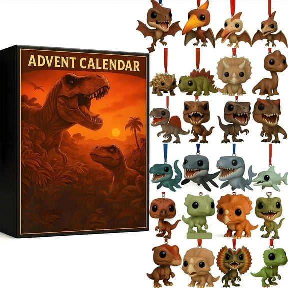 2D Dinosaur Park 2025 Advent Calendar, Dinosaur Christmas Countdown Calendar 2025 with 24 Surprise Figures