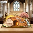 thumbnail image 1 of 2D Easter Resurrection Scene Wooden Ornament, "He Is Risen" Hollow Desktop Decor, Religious Tabletop Display for Home, , and Sunday School, 1 of 8