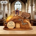 thumbnail image 1 of 2D Easter Resurrection Scene Wooden Ornament, "He Is Risen" Hollow Desktop Decor, Religious Tabletop Display for Home, , and Sunday School, 1 of 9