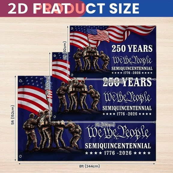 2D FLAT 1pc American 250 Years Anniversary Flag, Double Sided Independence Day 4th of July Patriotic Garden Flags Banner Decor