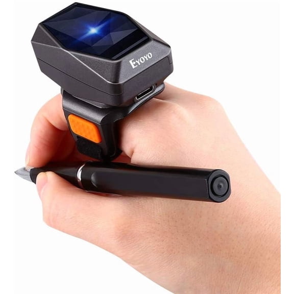 2D Finger Ring Barcode Scanner, Mini Wearable 3-in-1 USB Wired & 2.4G Wireless & Bluetooth Scanner, Image 1D QR Bar Code Reader PDF417 Data Matrix Screen Scan Compatible with iPad, Phone, PC