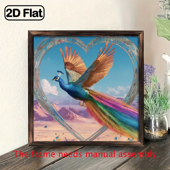 2D Flat 10-Inch Metal Peacock Windmill Double Peacock Sculpture, Perfect for Garden and Patio Decor - Ideal for Christmas, Halloween, Thanksgiving