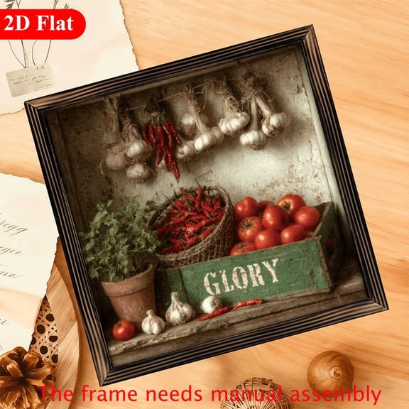 2D Flat, 12x12 Inch Rustic Wood Framed Wall Plaque - Vintage Farmhouse Picture Board for Portraits, Photos Art - Burnt Wood Signs for Christmas, Door Hanging, Decor - Aesthetic Decoration for Li