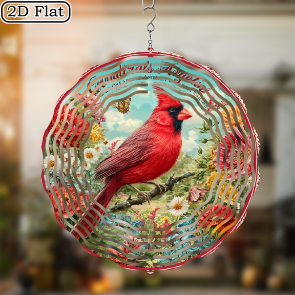 2D Flat, 1PC Vibrant Classic Metal Cardinal Wind Spinner - No Electricity Needed, Wall-Hanging, Multipurpose 2D Visual Effect, Durable, Weather-Resistant, Easy-to-Install, Ideal Gift for Home, Out
