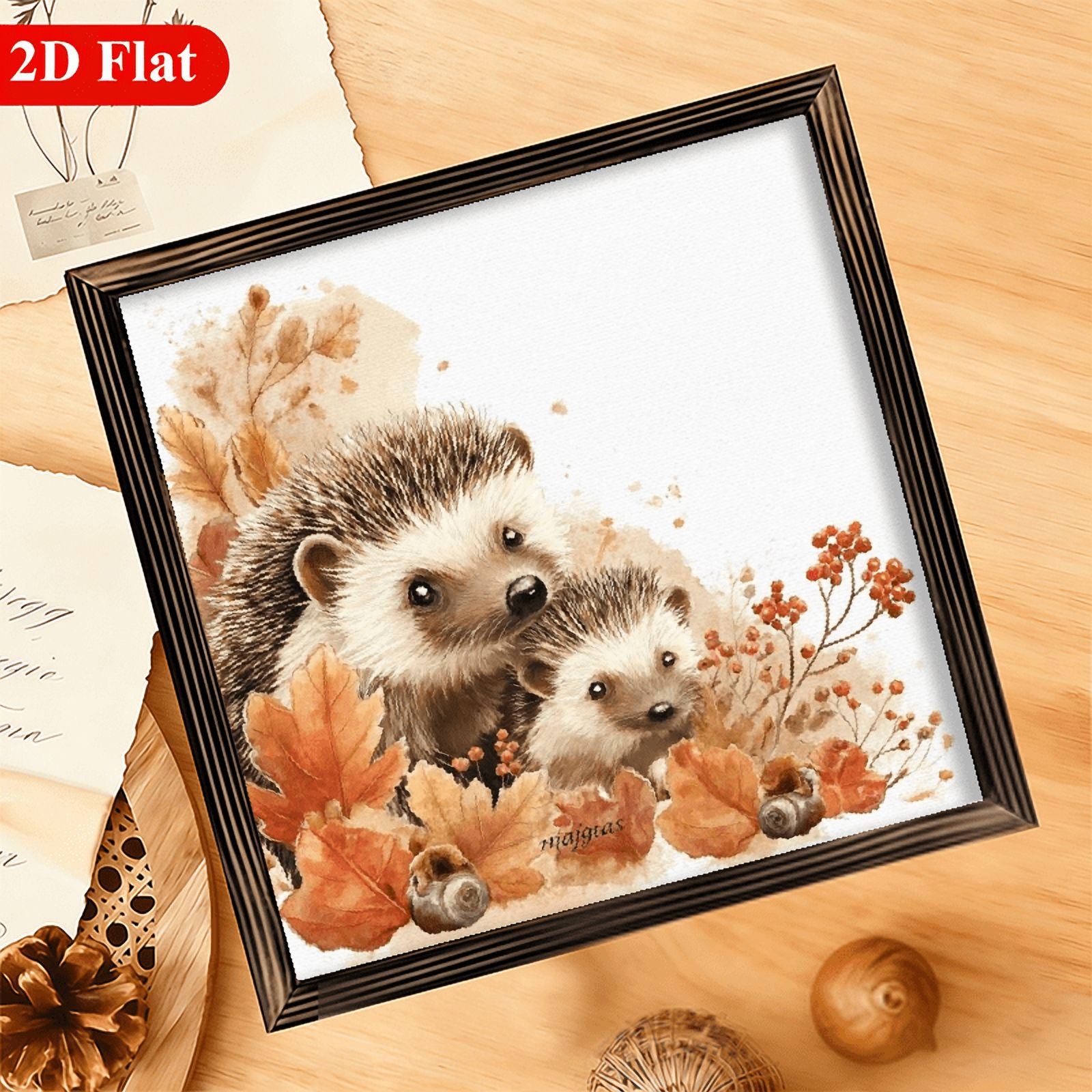 2D Flat 1Pc ChristmasWinter Frame Sign Hedgehog Mother And Baby Autumn 2D Flat 1Pc ChristmasWinter Frame Sign Hedgehog Mother And Baby Autumn