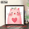 thumbnail image 1 of 2D Flat 1Pc Valentine's Day Wood Frame Sign Pink Cat, Heart Pattern, Watercolor Illustration Style Wood Frame Wall Art, Perfect for Room Decor Living Room Bedroom Office Kitchen Bathroom Home Deco, 1 of 9