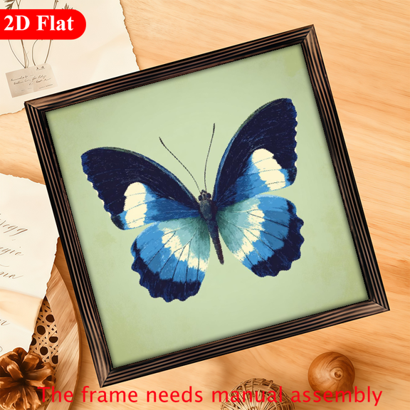 2D Flat, 1Pc Wood Frame Sign Pastel Butterfly, Watercolor Insect Square Wall Art Paintings Ideal Gift For Living Room Bedroom Corridor Wall Decor Room Decoration Ready to Hang 12x12inch
