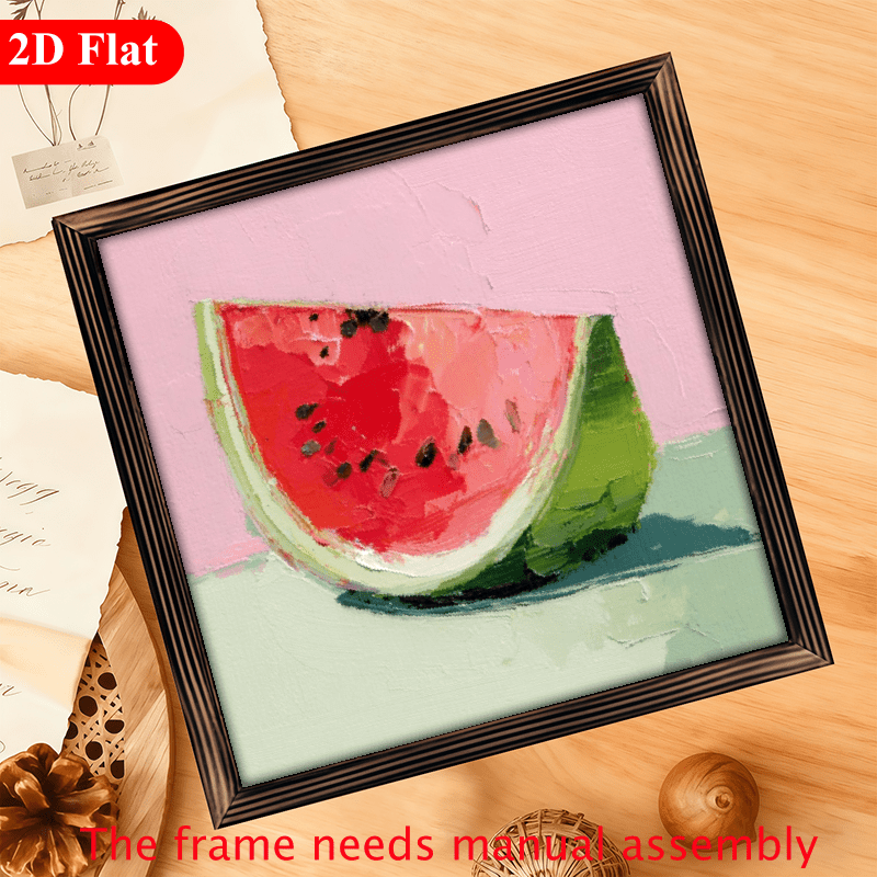 2D Flat 1Pc Wood Frame Sign Watermelon Square Wall Art Paintings Ideal ...