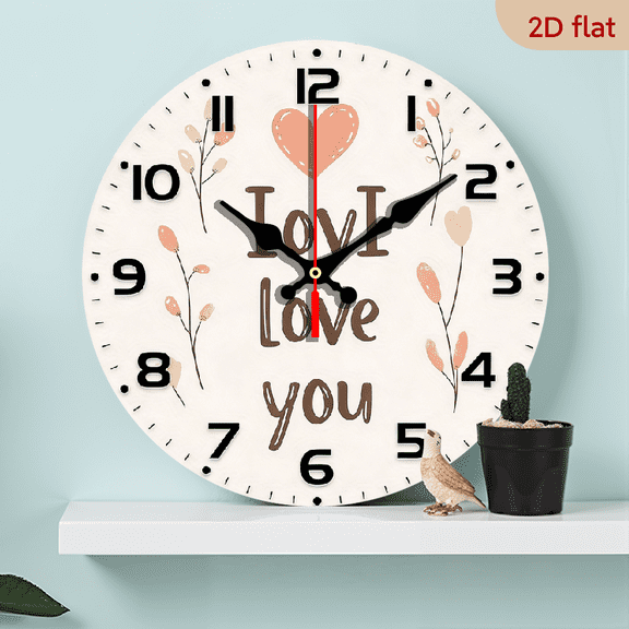 2D Flat, 1pc 10Inch Cartoon Bear Head Wall Decoration Painting - 10inch Wood Veneer Round Silent Flat Wall Clock - Batteries Not Included - for Indoor Hanging Decoration, Ideal Holiday Gift, Home