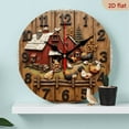 thumbnail image 1 of 2D Flat 1pc 10Inch Farmhouse Rooster Hen Barn Wooden Wall Clock Silent Japanese Mechanism, Rustic Barn Rooster Design, Oak Finish, Battery Operated (AA Not Included) Perfect for Farmhouse, 1 of 7