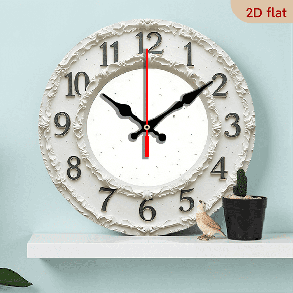 2D Flat, 1pc 10Inch Minimalist Wooden Wall Clock - Silent Non-Ticking Battery Operated, Easy to Install Artistic Home Decor for Bedroom Office, AA Battery Not Included, Small Wall Clock for Living