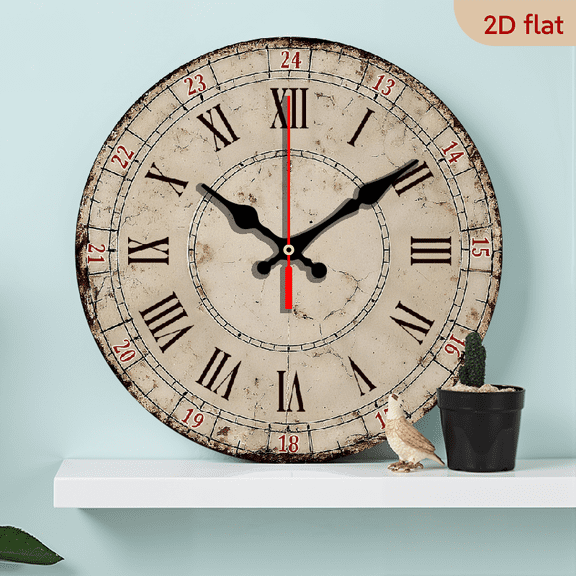 2D Flat 1pc 10Inch Modern Silent Non-Ticking Wall Clock - Roman Numeral Pink Wooden Round Clock for Home Decor, AA Battery Operated (Not Included), Perfect Gift for Holidays Housewarming