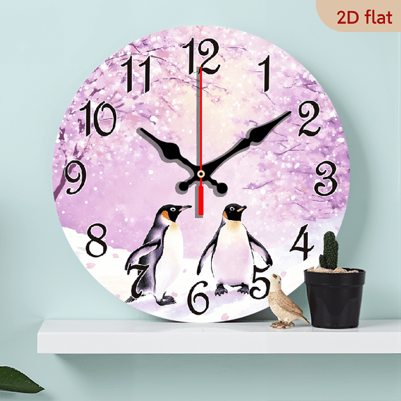 2D Flat, 1pc 10Inch Red Heart Wall Clock with White Face Black Hands - Large Round Quartz Movement Silent Non-Ticking Wood Frame - Pinkish-Red Numbered Room,, Wedding, Valentine's Day Decor (Batte