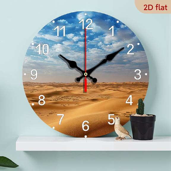 2D Flat, 1pc 10Inch Rustic Farmhouse Moon Lake Wooden Wall Clock - Silent Quartz Movement, AA Battery Operated, 2D Flat Design with Serene Night Sky Water Reflection, Perfect for Kitchen, Bedroom,