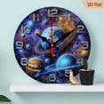 thumbnail image 1 of 2D Flat, 1pc 10Inch Silent Space Planets Wall Clock - Wood Veneer, Round, Battery Operated (AA), Vibrant Cosmic Design with Jupiter, Saturn, and Planets - Perfect for Living Room or Study, Ideal G, 1 of 7