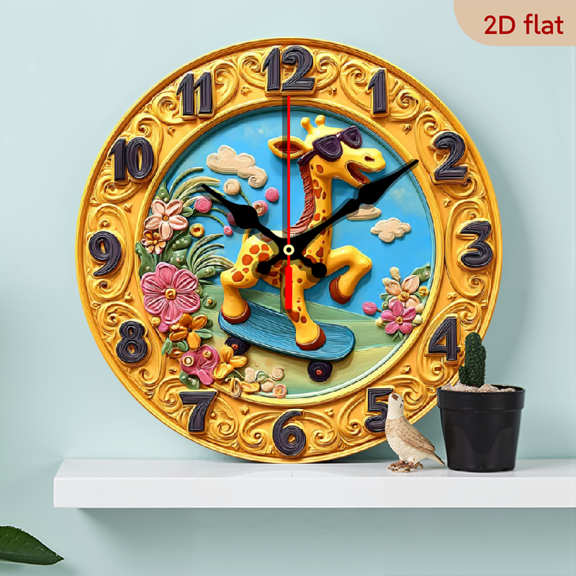 2D Flat, 1pc 10Inch Victorian Style Wall Clock Artistic Home Decor, Silent Movement, Wooden Clock, Cozy Bedroom Atmosphere, Easy to Install, AA Battery Operated, Quirky Office Accessory