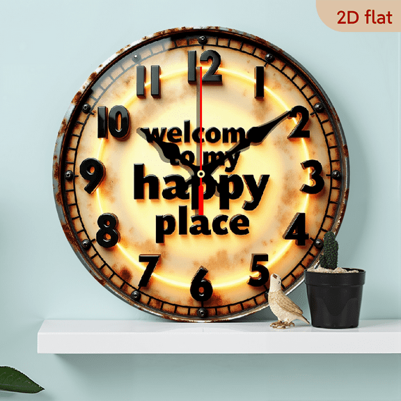 2D Flat 1pc 10Inch Vintage Modern Minimalist Wooden Wall Clock - Silent Quartz Movement Non-Ticking, Large Easy-to-Read Black Hands Beige Face, Artificial Wood Round Clock for Living Room, Bedroom