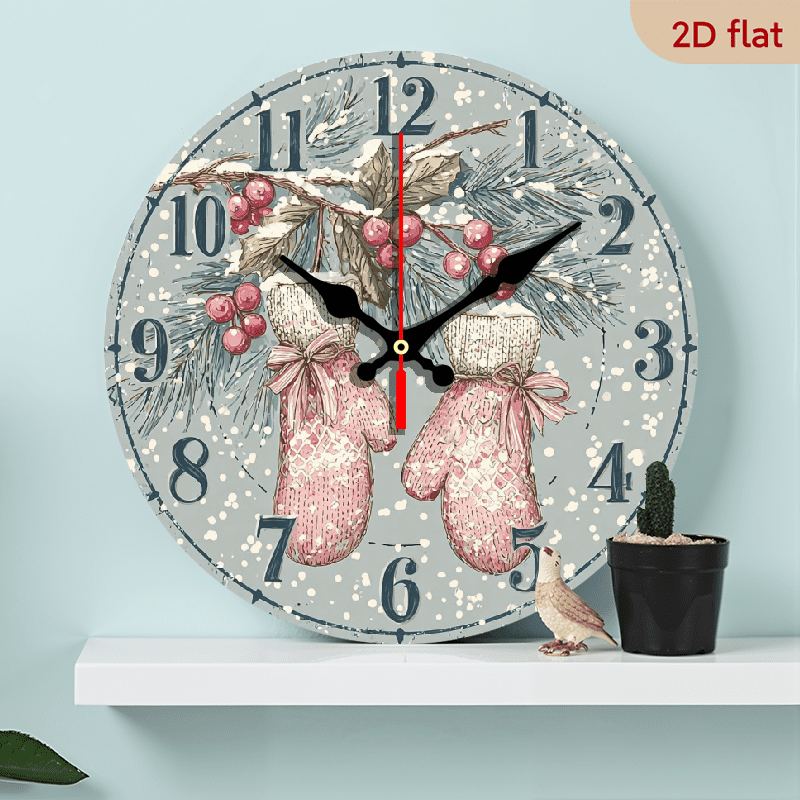 2D Flat 1pc 10Inch Wooden 1pc Silent Non-Ticking Wooden Wall Clock ...