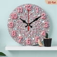 thumbnail image 1 of 2D Flat 1pc 10Inch Wooden Elegant Pink Diamond Design Pattern Wall Clock - 10 Inch Large Round Swiss Quartz Movement, Modern Minimalist Design with Hands Pink Number 12, Battery-operated, 1 of 7