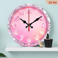 thumbnail image 1 of 2D Flat 1pc 10Inch Wooden Pink Diamond Round Wall Clock - Glamorous Shiny Style Decor with Automatic Wind-Up Mechanism, Pink Dial, Battery-Powered (AA Not Included) - for Living, 1 of 7