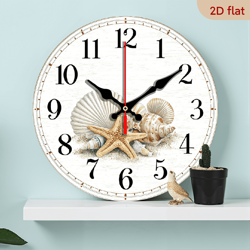 2D Flat 1pc 10Inch Wooden Starfish and Shell Theme Design - Silent Non ...